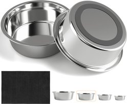ADENGL Stainless Steel Dog Bowls with Non-Slip Mat, Silver, 2 count, Large: 61-oz
