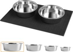 ADENGL Stainless Steel Dog Bowls with Non-Slip Mat, Silver, 2 count, X-Large: 95-oz