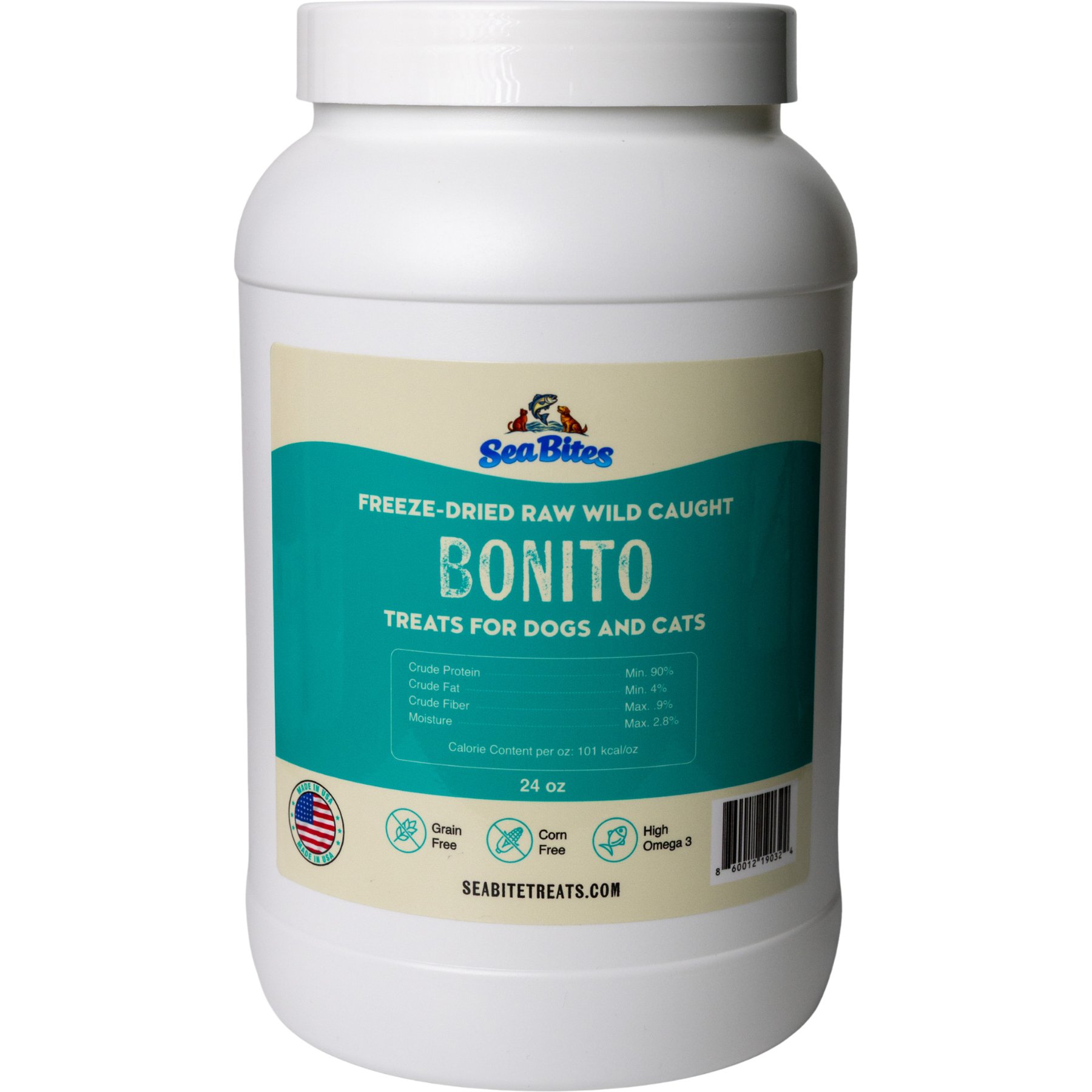 Sea Bites Gluten-Free Bonito Freeze-Dried Dog Treats, 24-oz