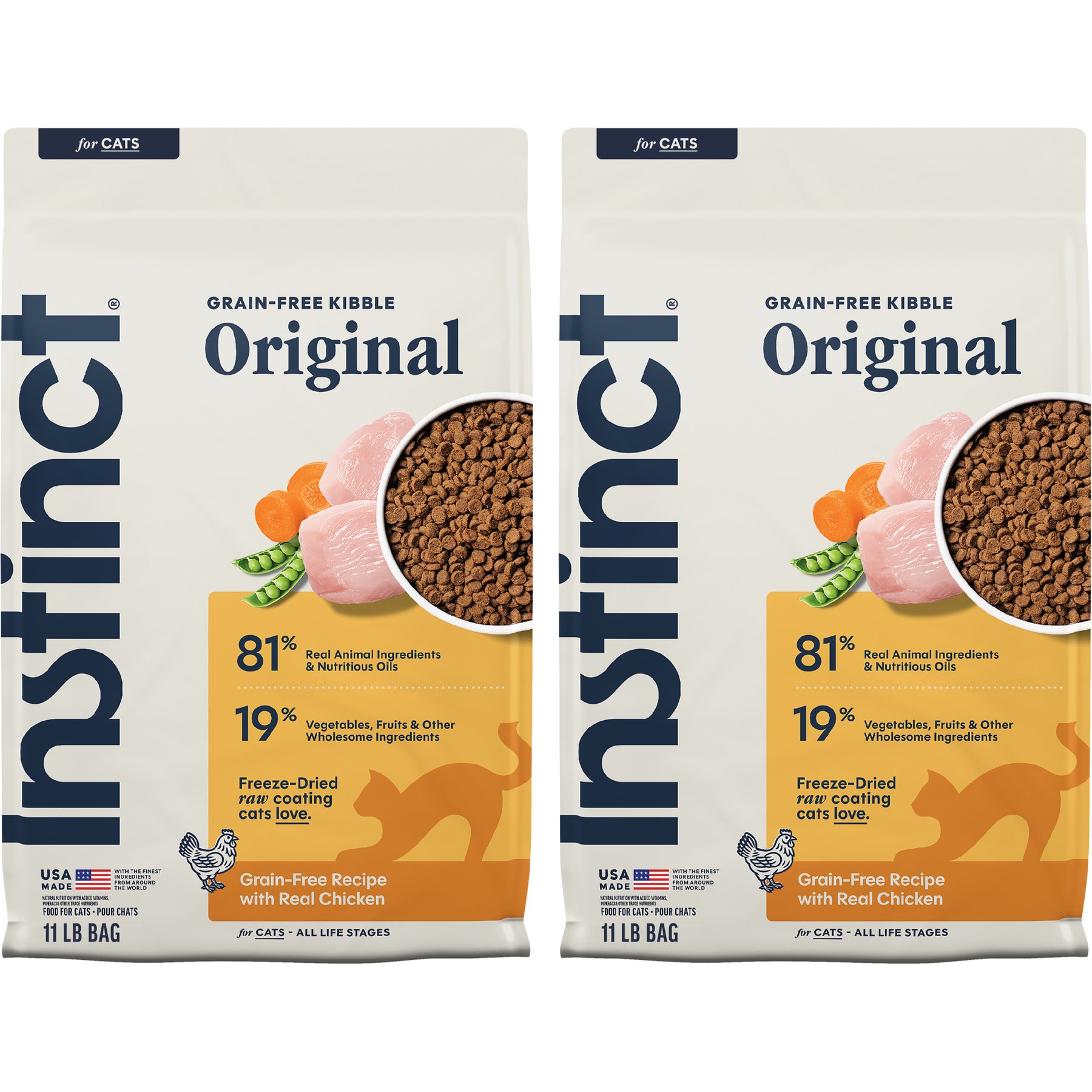 Instinct Original Real Chicken Recipe Grain-Free Dry Cat Food, 22-lb bundle