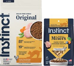 Instinct Original Recipe with Real Chicken Freeze-Dried Raw Coated Dry Food + Raw Boost Mixers Chicken Recipe Freeze-Dried Cat Food Topper