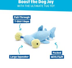 BARK Hammerin' Hank The Shark Squeaky Ropes Tug Dog Toy, Blue slide 2 of 4