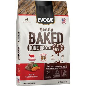 Evolve Gently Baked Bone Broth Coated Adult Beef & Carrot Kibble Dry Dog Food, 12-lb bag