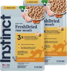 Instinct FreshDried Raw Meals Cage-Free Chicken Recipe Freeze-Dried Cat Food, 19-oz bundle