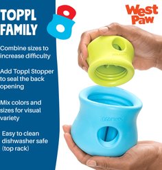 West Paw Zogoflex Toppl Tough Treat Dispensing Dog Chew Toy, Tangerine, Large slide 2 of 8