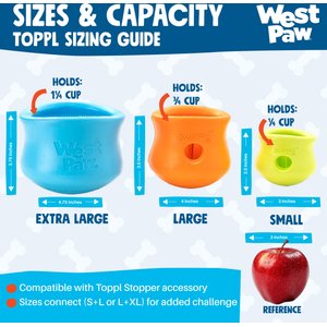 West Paw Zogoflex Toppl Tough Treat Dispensing Dog Chew Toy, Aqua Blue, Large