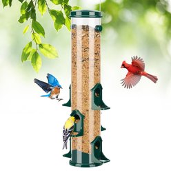 Kingsyard 3LBS Capacity 6-Port Plastic Tube Wild Bird Feeder, Green