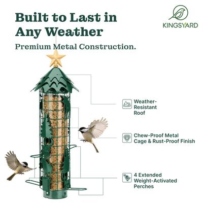 Show full view: Kingsyard Squirrel-Proof Outdoor Wild Bird Feeder, Green slide 6 of 10