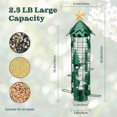 Show full view: Kingsyard Squirrel-Proof Outdoor Wild Bird Feeder, Green slide 2 of 10