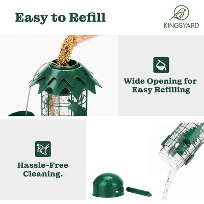 Show full view: Kingsyard Squirrel-Proof Outdoor Wild Bird Feeder, Green slide 4 of 10
