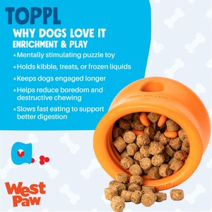 West Paw Zogoflex Toppl Tough Treat Dispensing Dog Chew Toy, Aqua Blue, Large