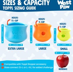 West Paw Zogoflex Toppl Tough Treat Dispensing Dog Chew Toy, Tangerine, Small slide 2 of 8