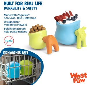 West Paw Zogoflex Toppl Tough Treat Dispensing Dog Chew Toy, Aqua Blue, Large