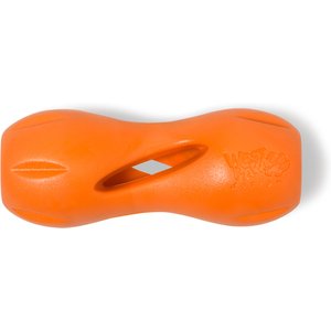 West Paw Qwizl Tough Treat Dispensing Dog Chew Toy, Tangerine Orange, Small