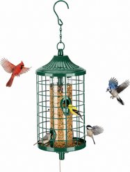 Kingsyard Squirrel-Proof 4-Port Outdoor Wild Bird Feeder, Green