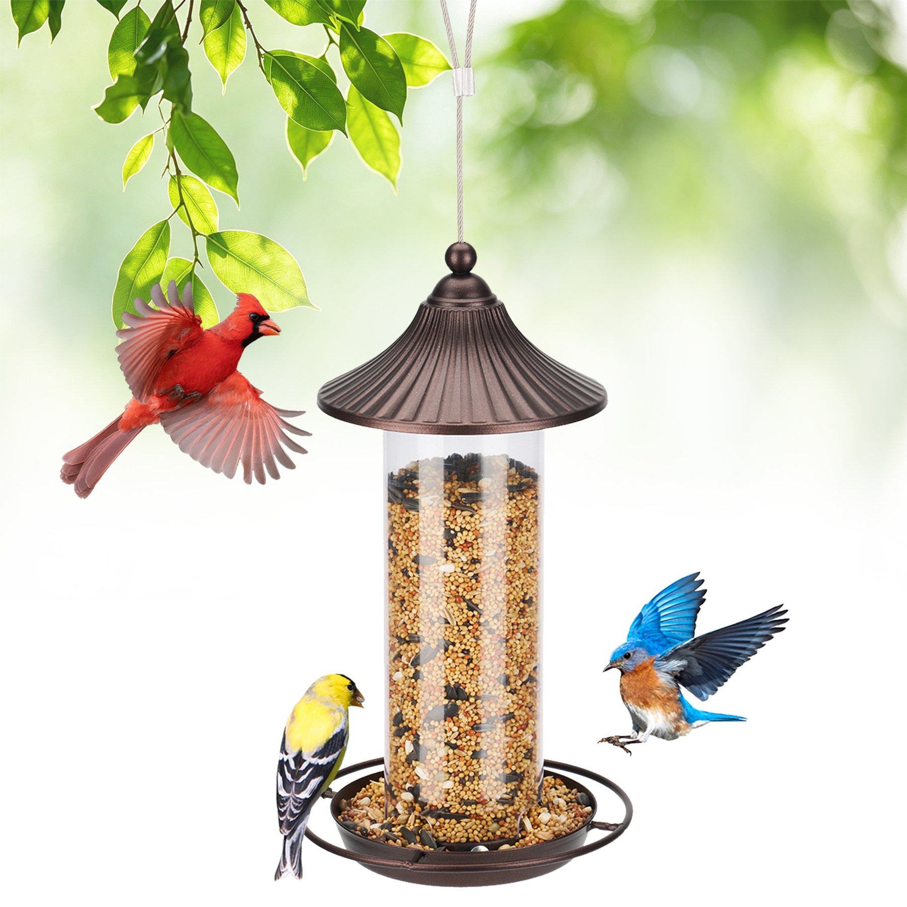 Kingsyard Chew Proof Outdoor Metal Wild Bird Feeder, Brown