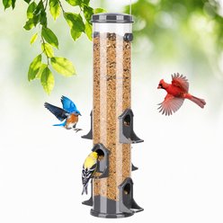 Kingsyard 3LBS Capacity 6-Port Plastic Tube Wild Bird Feeder, Grey slide 1 of 8