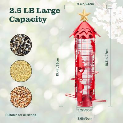 Show full view: Kingsyard Squirrel-Proof Outdoor Wild Bird Feeder, Red slide 2 of 10