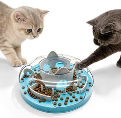 Twinsing Cat Slow Feeder Anti-Slip Food Bowl with Maze Interactive Puzzle Toy, Blue, Small: 2-cup