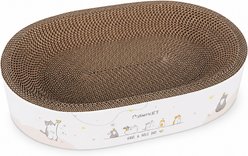 PatiencET Oval Pad Bowl High-Density Corrugated Cardboard Cat Scratcher Bed with Sealed Bottom, Brown, X-Large