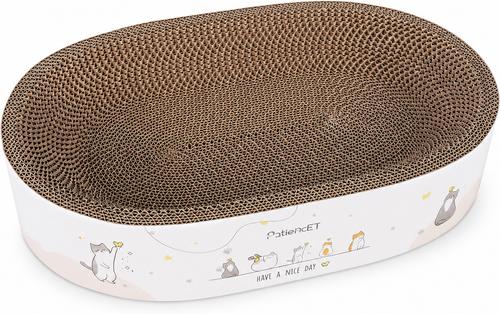 PATIENCET Oval Pad Bowl High-Density Corrugated Cardboard Cat