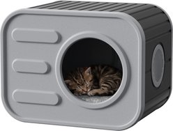 PLAYRANK Resin Enclosed Ventilated Indoor Plastic Removable Bed Cat House, Black