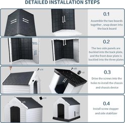 LEMBERI Plastic Durable Waterproof Dog House Waterproof with Elevated Floor & Air Vents, Grey, 37.4 x 35 x 38.8-in slide 2 of 8