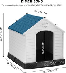 LEMBERI Plastic Durable Waterproof Dog House Waterproof with Elevated Floor & Air Vents, Blue, 34 x 31 x 32-in slide 2 of 7