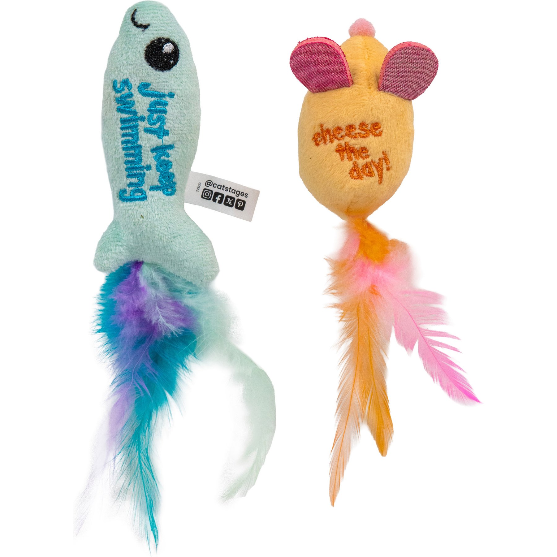 Catstages Fish & Mouse Flosser Dental Cat Toys, 2 count
