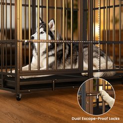 Xbrigh Heavy Duty Indestructible Steel Escape Proof Dog Crate, Black, Large: 54/48/42/38-in slide 2 of 7