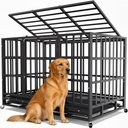 Xbrigh Heavy Duty Indestructible Escape Proof Steel Dog Crate, Black, Medium: 42-in