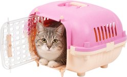 Kitty City Plastic Dog & Cat Travel Kennel & Carrier, Pink & Taupe, 21-in