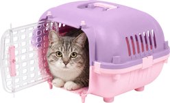 Kitty City Plastic Dog & Cat Travel Kennel & Carrier, Pink & Purple, 21-in
