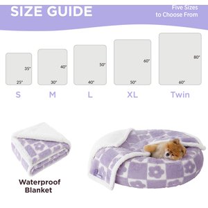 Lesure Waterproof Calming Double-Sided Jacquard Shag & Soft Sherpa Fleece Furniture Protector Dog & Cat Blanket, Misty Lilac, Small