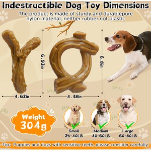 FUUFOME Aggressive Chewers with Tough Nylon Reduce Boredom & Anxiety Indestructible Dog Toy, Brown, 2 count