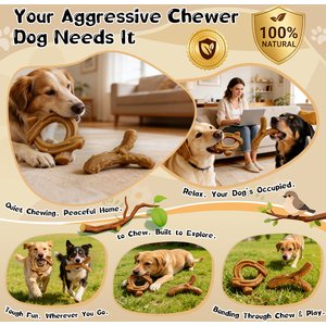 FUUFOME Aggressive Chewers with Tough Nylon Reduce Boredom & Anxiety Indestructible Dog Toy, Brown, 2 count