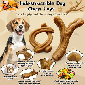 FUUFOME Aggressive Chewers with Tough Nylon Reduce Boredom & Anxiety Indestructible Dog Toy, Brown, 2 count