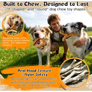 FUUFOME Aggressive Chewers with Tough Nylon Reduce Boredom & Anxiety Indestructible Dog Toy, Brown, 2 count