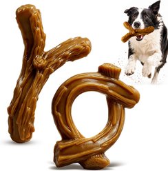 FUUFOME Aggressive Chewers with Tough Nylon Reduce Boredom & Anxiety Indestructible Dog Toy, Brown, 2 count