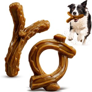 FUUFOME Aggressive Chewers with Tough Nylon Reduce Boredom & Anxiety Indestructible Dog Toy, Brown, 2 count