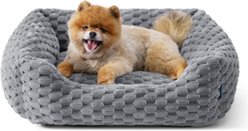 Bedsure Bubble Fleece Machine Washable Bolster Dog Bed, Grey, Medium