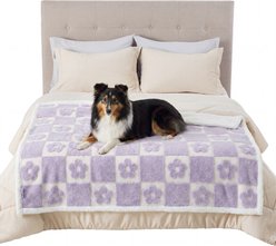 Lesure Waterproof Calming Double-Sided Jacquard Shag & Soft Sherpa Fleece Furniture Protector Dog & Cat Blanket, Misty Lilac, X-Large