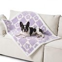 Lesure Waterproof Calming Double-Sided Jacquard Shag & Soft Sherpa Fleece Furniture Protector Dog & Cat Blanket, Misty Lilac, Medium