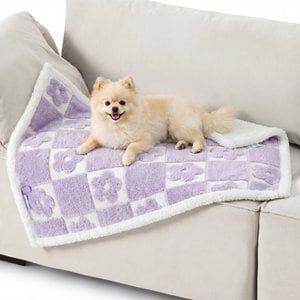 Lesure Waterproof Calming Double-Sided Jacquard Shag & Soft Sherpa Fleece Furniture Protector Dog & Cat Blanket, Misty Lilac, Small