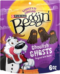 Beggin' Ghoulish Ghost Indoor Bacon Halloween Jerky Dog Treats, 6-oz pouch