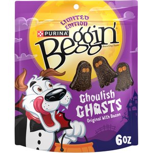 Beggin' Ghoulish Ghost Indoor Bacon Halloween Jerky Dog Treats, 6-oz pouch