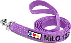 Pawtitas Custom Personalized Reflective Standard Dog Leash, Purple Orchid, X-Small/Small: 6-ft long, 5/8-in wide