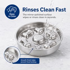 NonoPets Anti-Gulping Dishwasher Safe Lead Free Stainless Steel Slow Feeder Dog Bowl with Non-Slip Rubber Base, 44.67-oz, 8.5 x 1.5-in slide 2 of 9