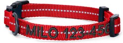 Pawtitas Custom Personalized Recycled Reflective Adjustable Dog Collar, Red, Large: 16 to 26-in neck, 1-in wide