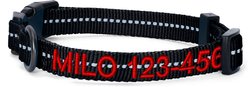 Pawtitas Custom Personalized Recycled Reflective Adjustable Dog Collar, Black, Large: 16 to 26-in neck, 1-in wide